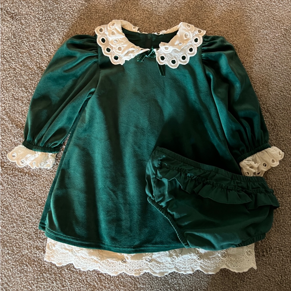 Green velvet holiday dress